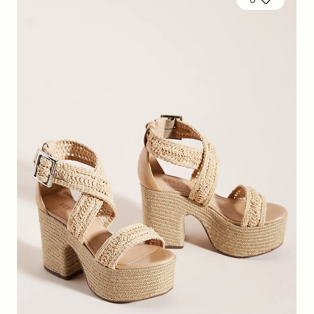 SCHUTZ Thaira Anthropologie Woven Platform Espadrille Sandals Sz 8.5